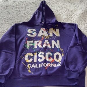 Vintage Purple San Francisco Hoodie w/Splatter Design by GoGo Sports Unisex